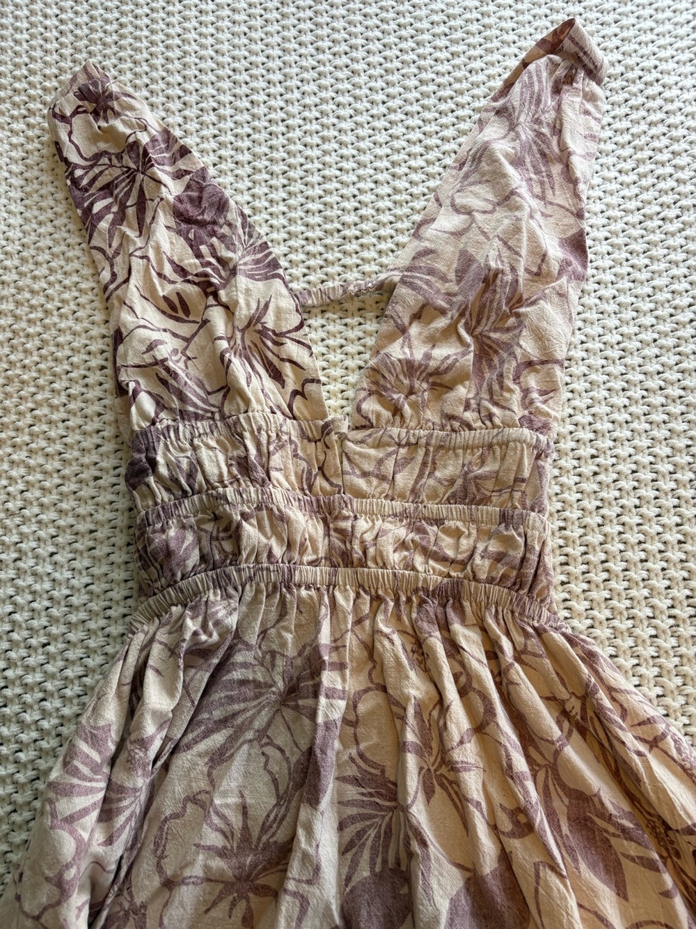 mahina Mauve Floral High-Low V-Neck Dress